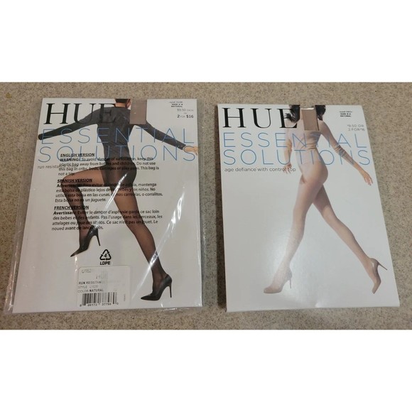 HUE Accessories - VTG Hue Essential Solutions Control Natural Pantyhose 5992N & 16286 SZ 4 NIP